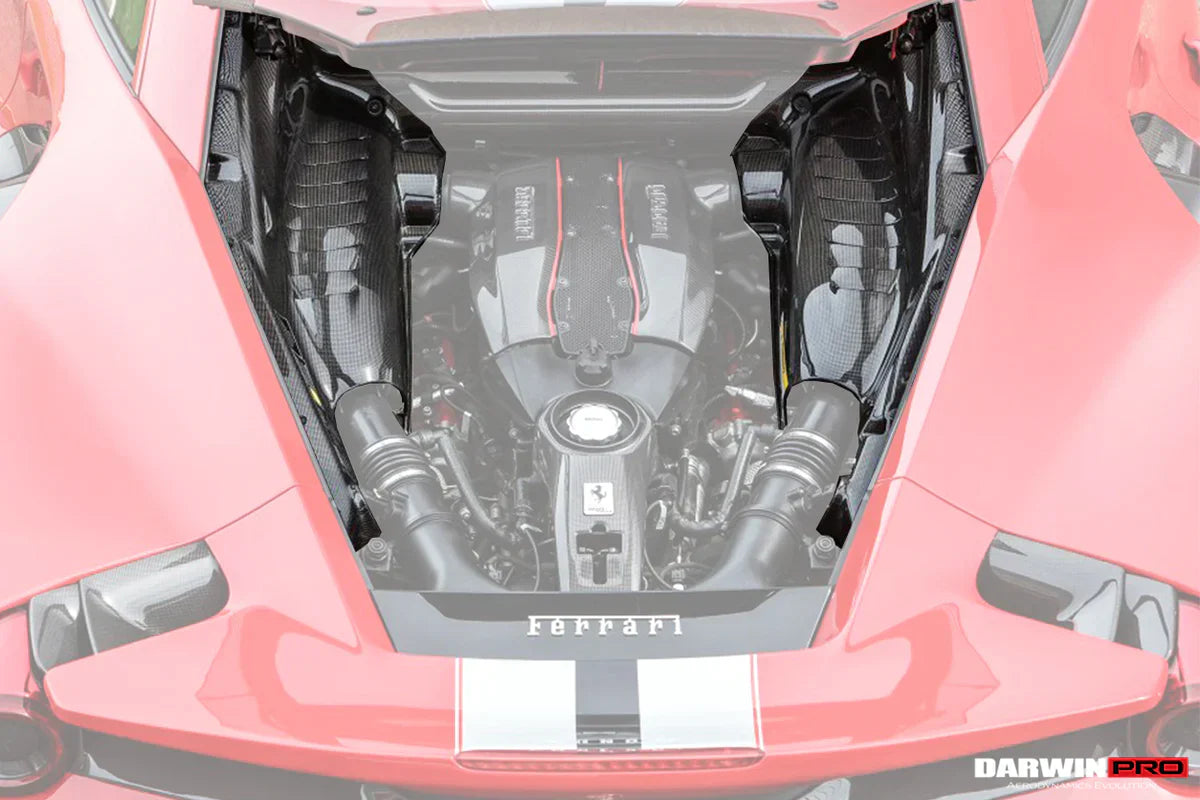 2015-2022 Ferrari 488 GTB/Pista/F8 Dry Carbon Fiber Engine Bay Panels With Heat Protection - [The Exotic Hub]