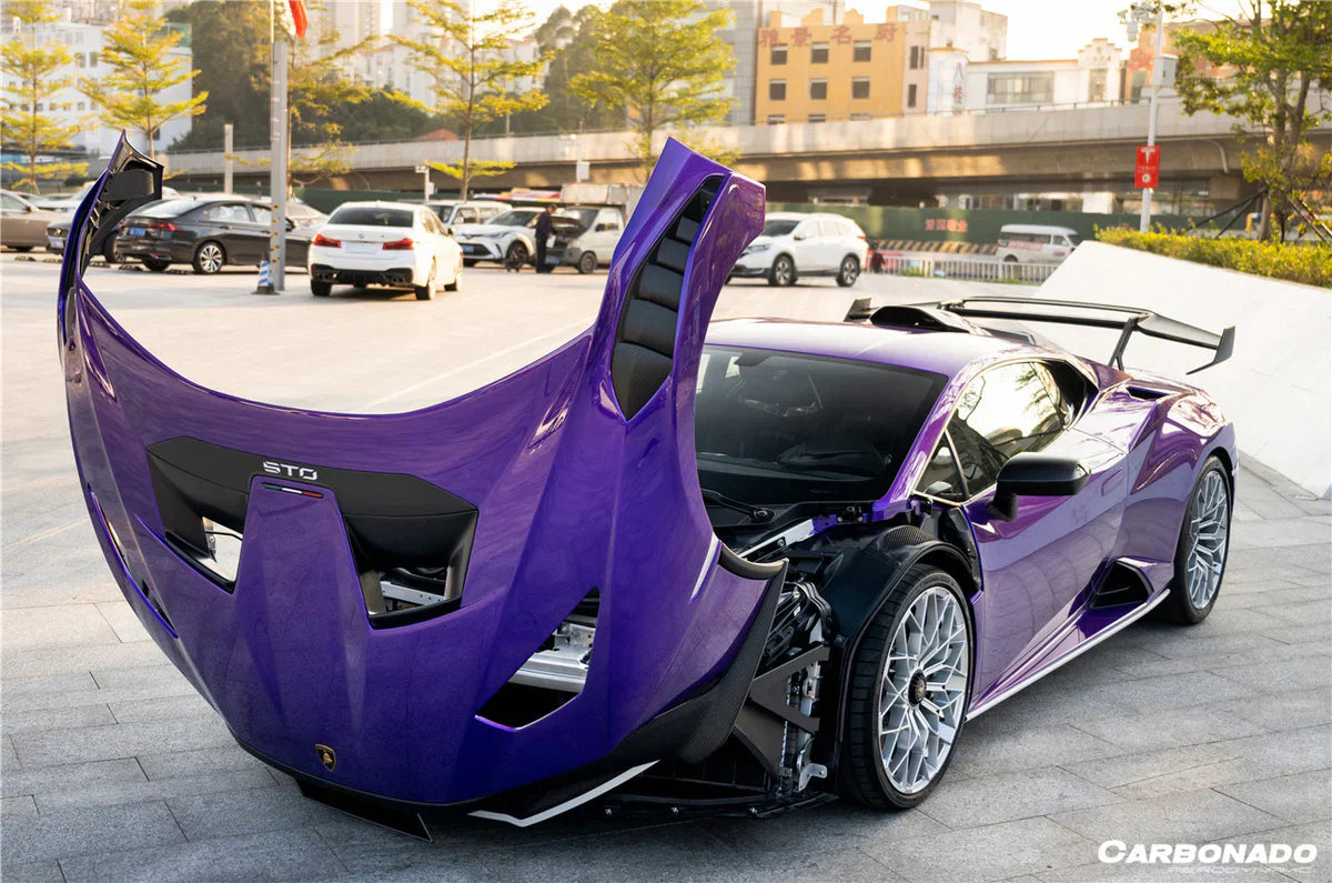 2021-UP Lamborghini Huracan STO Dry Carbon Fiber Hood Vents - [The Exotic Hub]