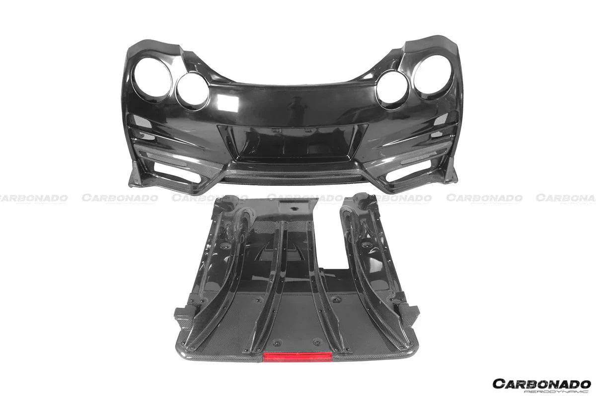 2008-2022 Nissan GTR R35 CBA/DBA/EBA TS Style Rear Bumper w/ Diffuser & Fins - [The Exotic Hub]