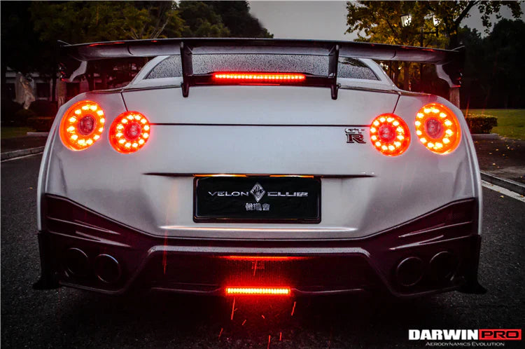 2012-2022 Nissan GTR R35 DBA/EBA NSM Style Carbon Fiber Rear Diffuser With LED Light - [The Exotic Hub]