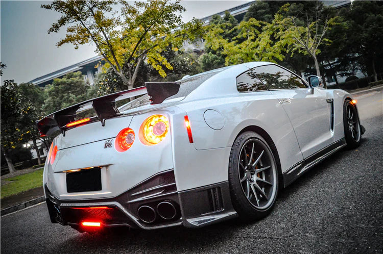 2012-2022 Nissan GTR R35 DBA/EBA NSM Style Carbon Fiber Rear Diffuser With LED Light - [The Exotic Hub]