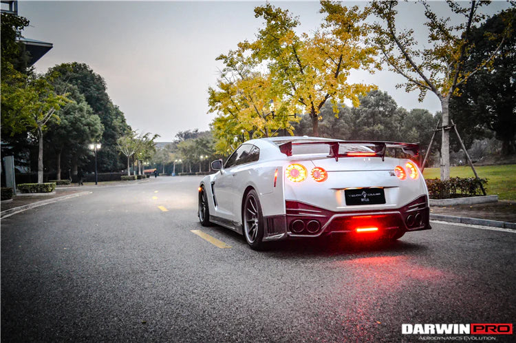 2012-2022 Nissan GTR R35 DBA/EBA NSM Style Carbon Fiber Rear Diffuser With LED Light - [The Exotic Hub]