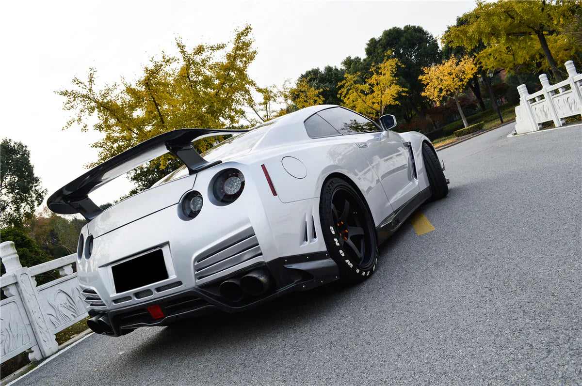 2012-2022 Nissan GTR R35 DBA & EBA VA Style Rear Bumper With Diffuser and LED Light - [The Exotic Hub]