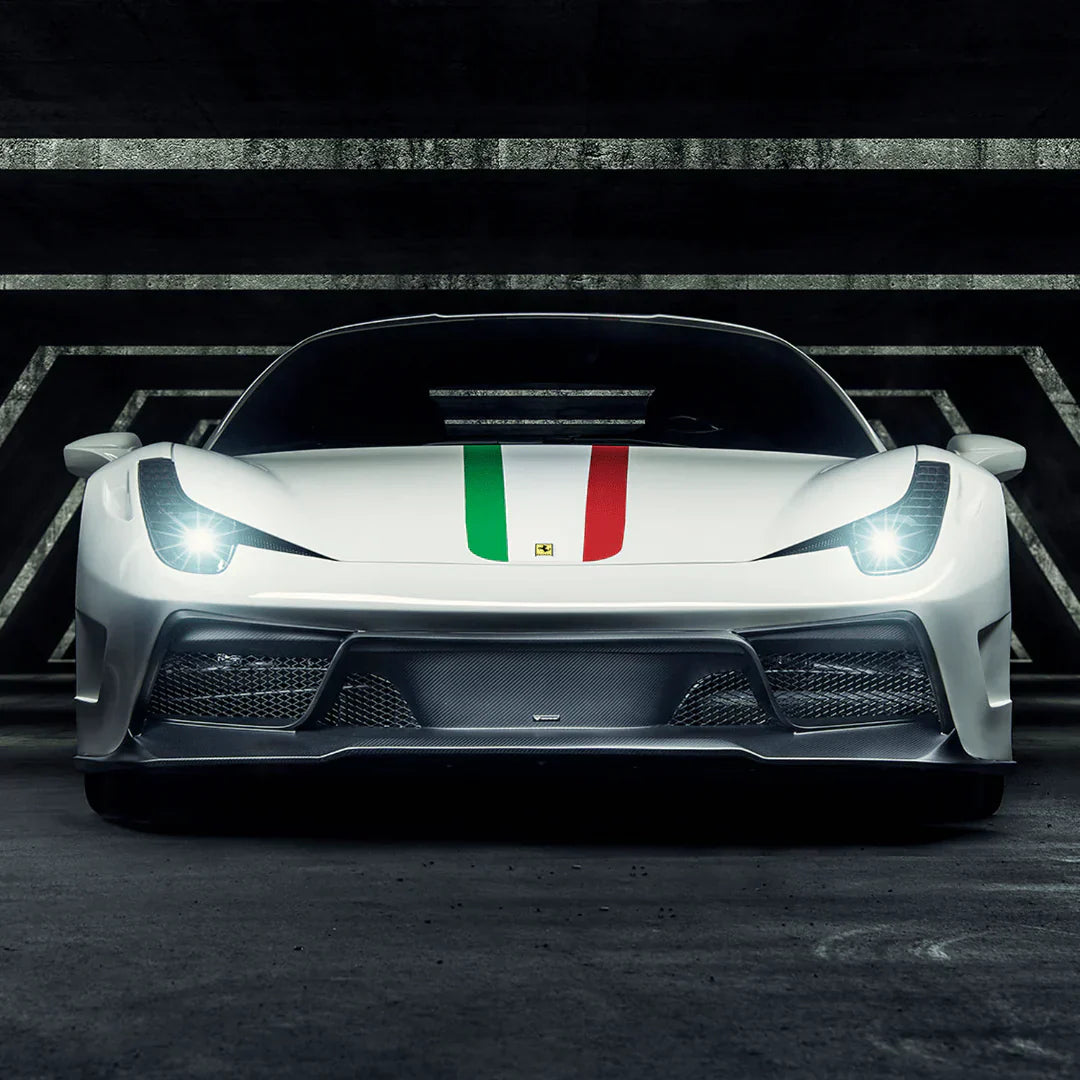 FERRARI 458 ITALIA VX CARBON FIBER FRONT BUMPER W/ FRONT SPOILER - [The Exotic Hub]