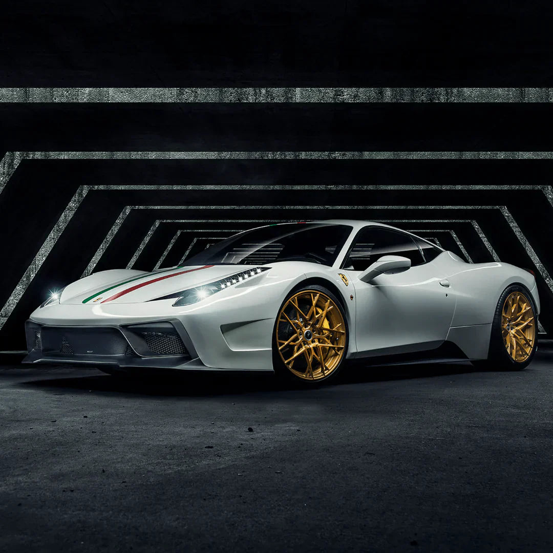 FERRARI 458 ITALIA VX CARBON FIBER FRONT BUMPER W/ FRONT SPOILER - [The Exotic Hub]