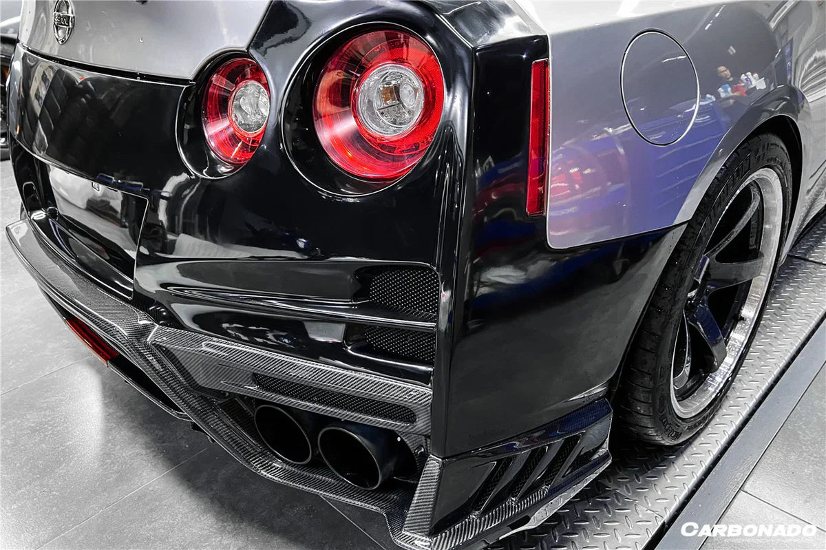 2008-2022 Nissan GTR R35 CBA/DBA/EBA TS Style Rear Bumper w/ Diffuser & Fins - [The Exotic Hub]