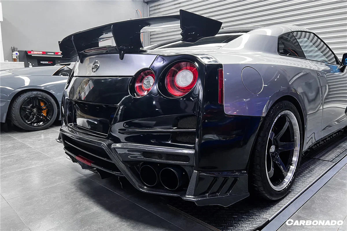 2008-2022 Nissan GTR R35 CBA/DBA/EBA TS Style Rear Bumper w/ Diffuser & Fins - [The Exotic Hub]