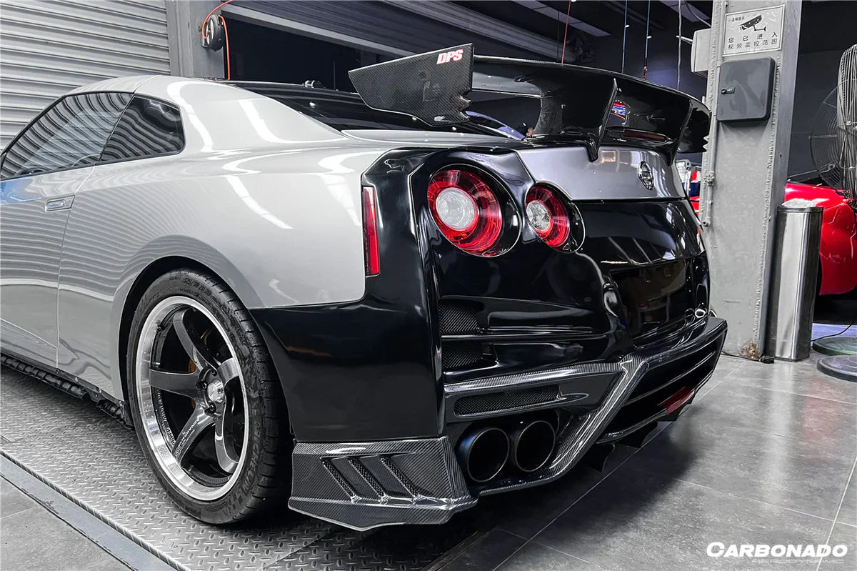 2008-2022 Nissan GTR R35 CBA/DBA/EBA TS Style Rear Bumper w/ Diffuser & Fins - [The Exotic Hub]