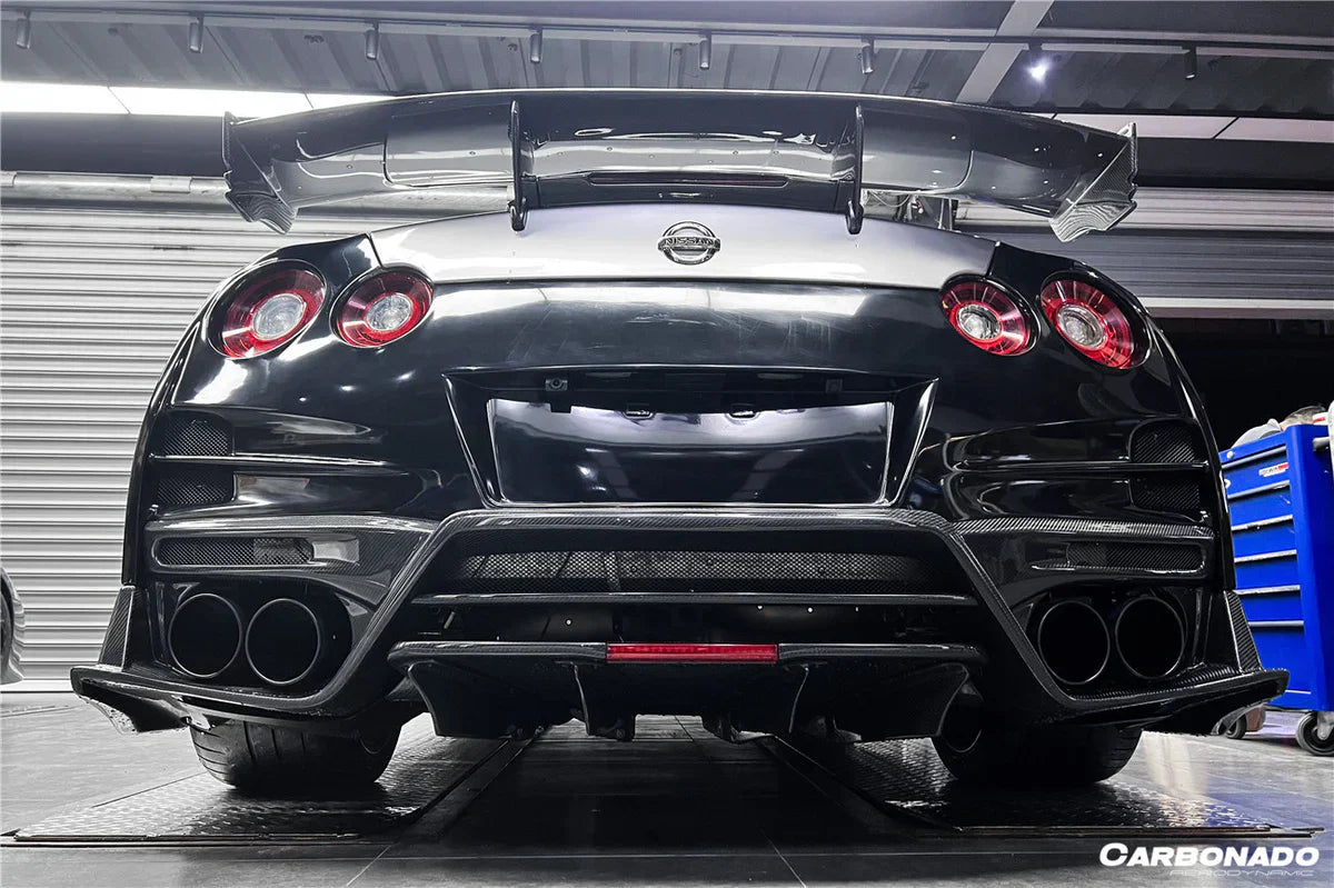 2008-2022 Nissan GTR R35 CBA/DBA/EBA TS Style Rear Bumper w/ Diffuser & Fins - [The Exotic Hub]