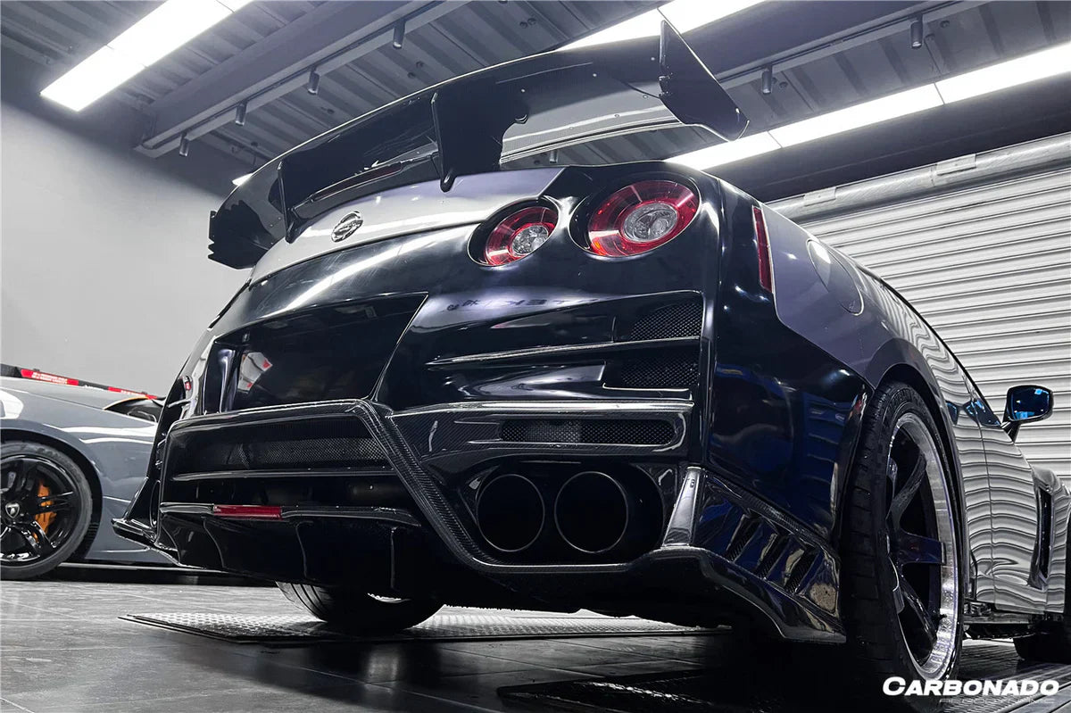 2008-2022 Nissan GTR R35 CBA/DBA/EBA TS Style Rear Bumper w/ Diffuser & Fins - [The Exotic Hub]