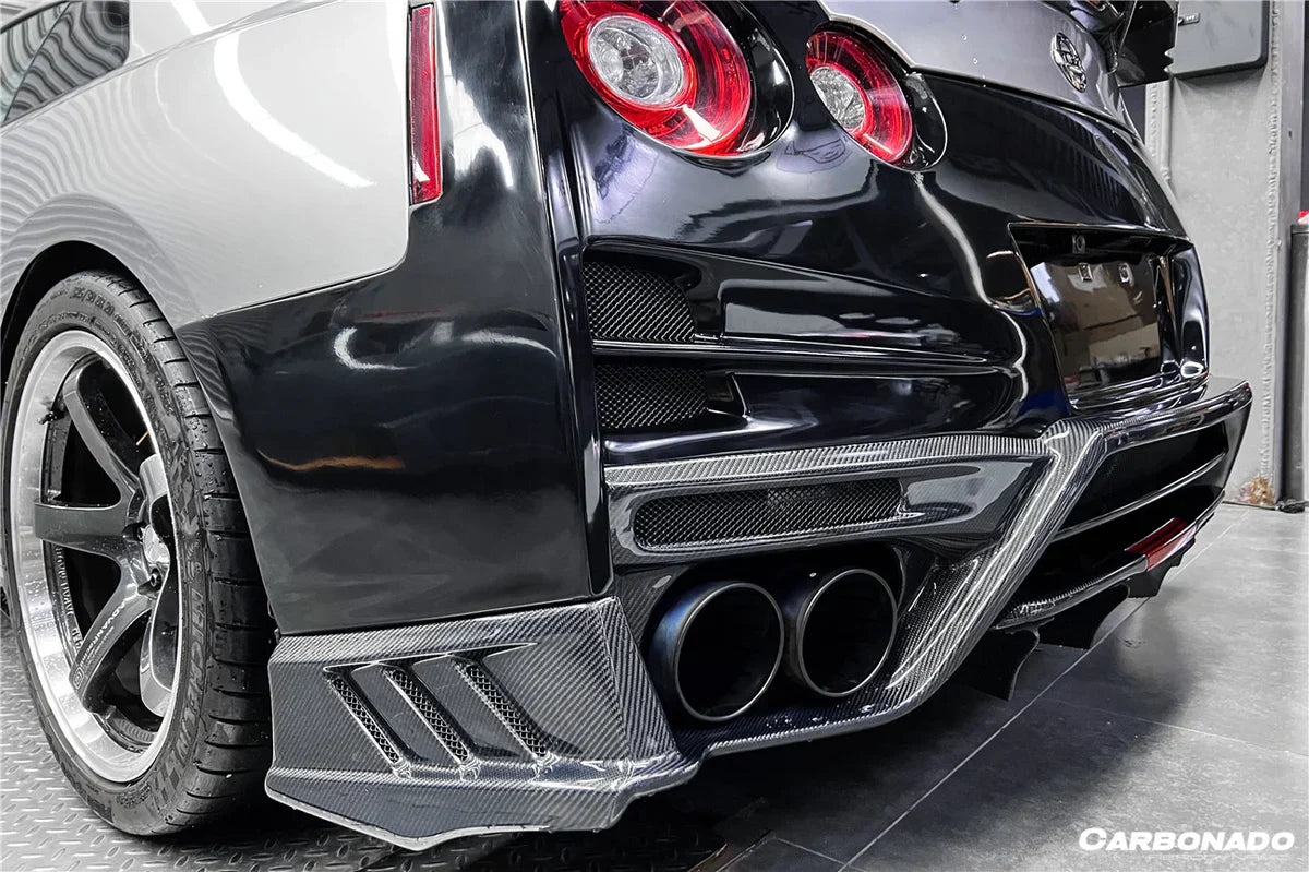 2008-2022 Nissan GTR R35 CBA/DBA/EBA TS Style Rear Bumper w/ Diffuser & Fins - [The Exotic Hub]