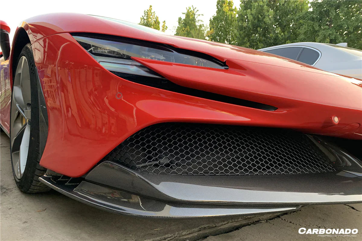 2020-UP Ferrari SF90 Stradale OE Style Autoclave Carbon Fiber Front Lip - [The Exotic Hub]