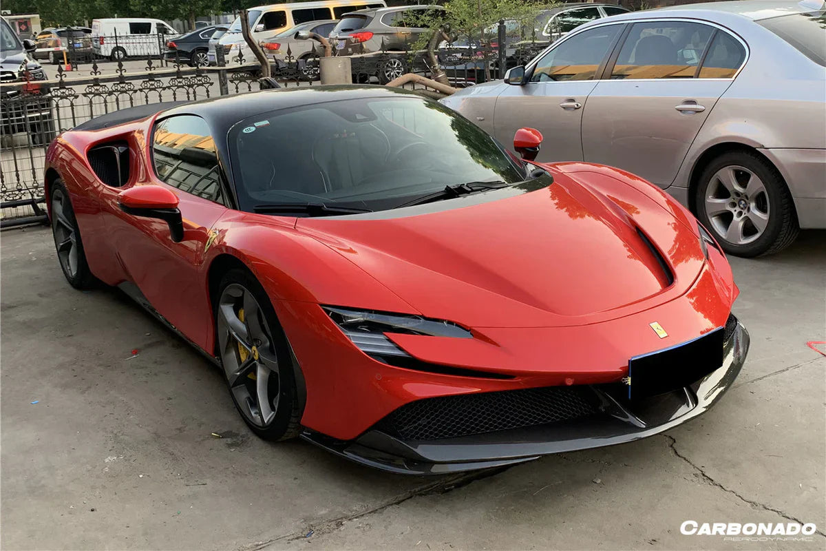 2020-UP Ferrari SF90 Stradale OE Style Autoclave Carbon Fiber Front Bumper Middle Air Vents - [The Exotic Hub]