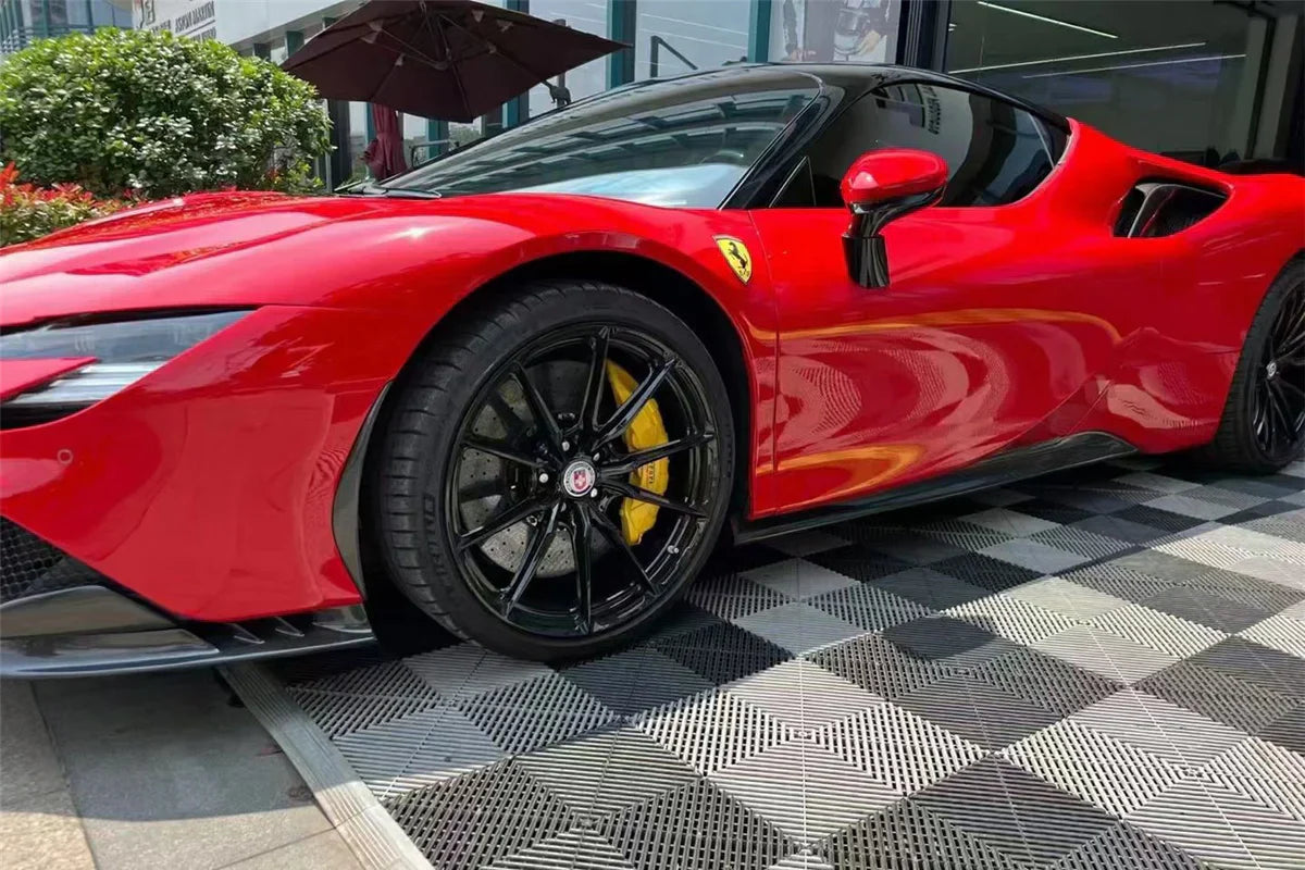 2020-UP Ferrari SF90 Stradale OE Style Autoclave Carbon Fiber Side Skirts - [The Exotic Hub]