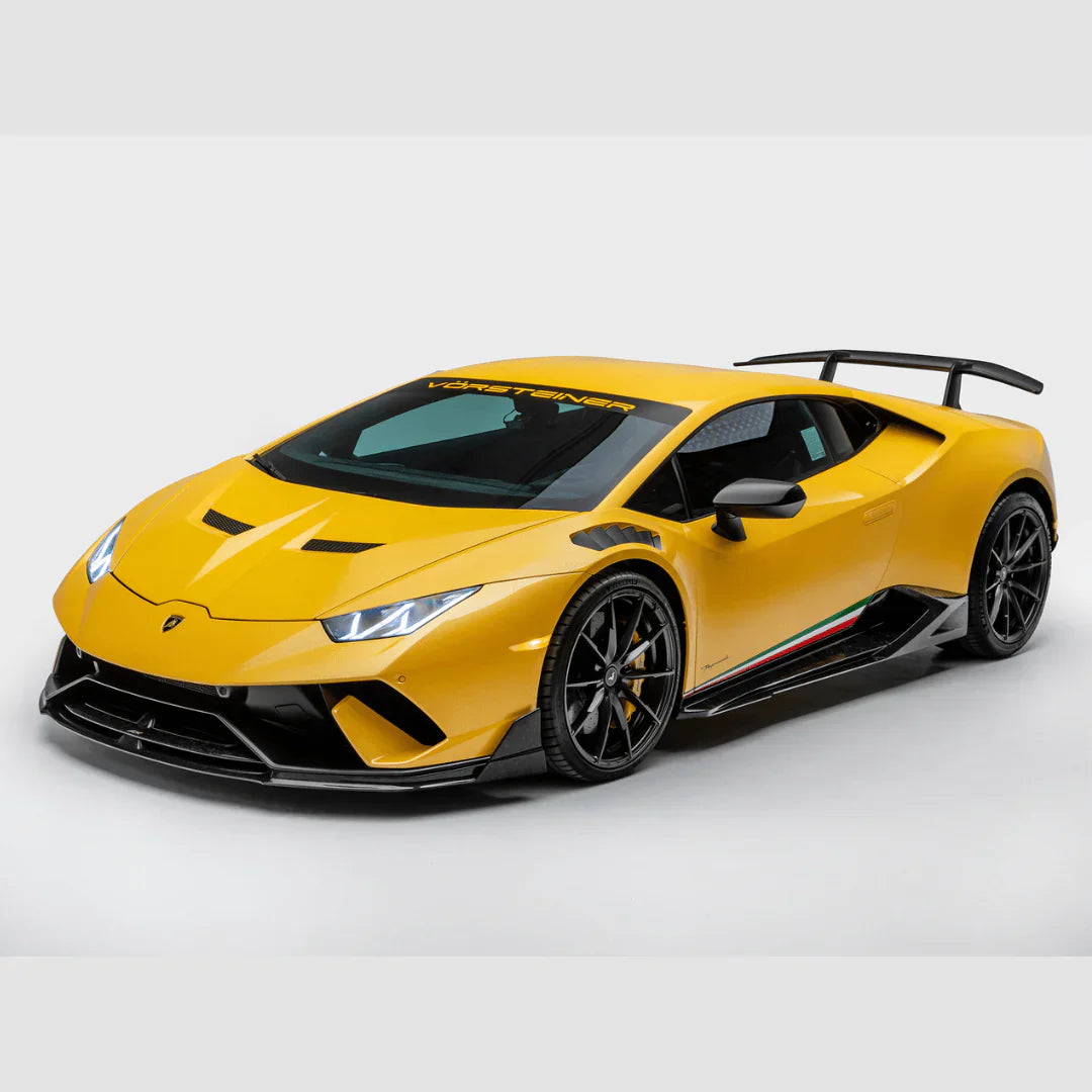 LAMBORGHINI HURACAN NOVARA EDIZIONE AERO FRONT FENDERS W/INTEGRATED VENTS AND SPLASH SHIELDS (2X2 GLOSS CARBON) - [The Exotic Hub]