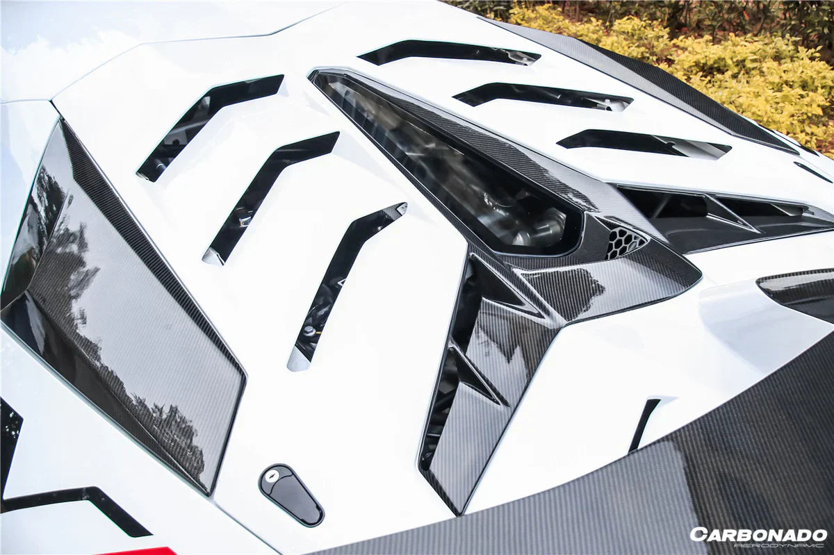 2011-2021 Lamborghini Aventador LP700 LP740 LP750 Coupe Roadster SVJ Style Part DRY Carbon Fiber Engine Hood And Wing - [The Exotic Hub]