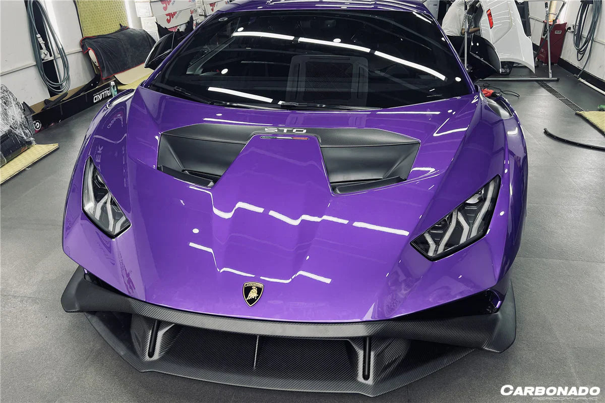 2021-UP Lamborghini Huracan STO Dry Carbon Fiber Down-Front Lip - [The Exotic Hub]