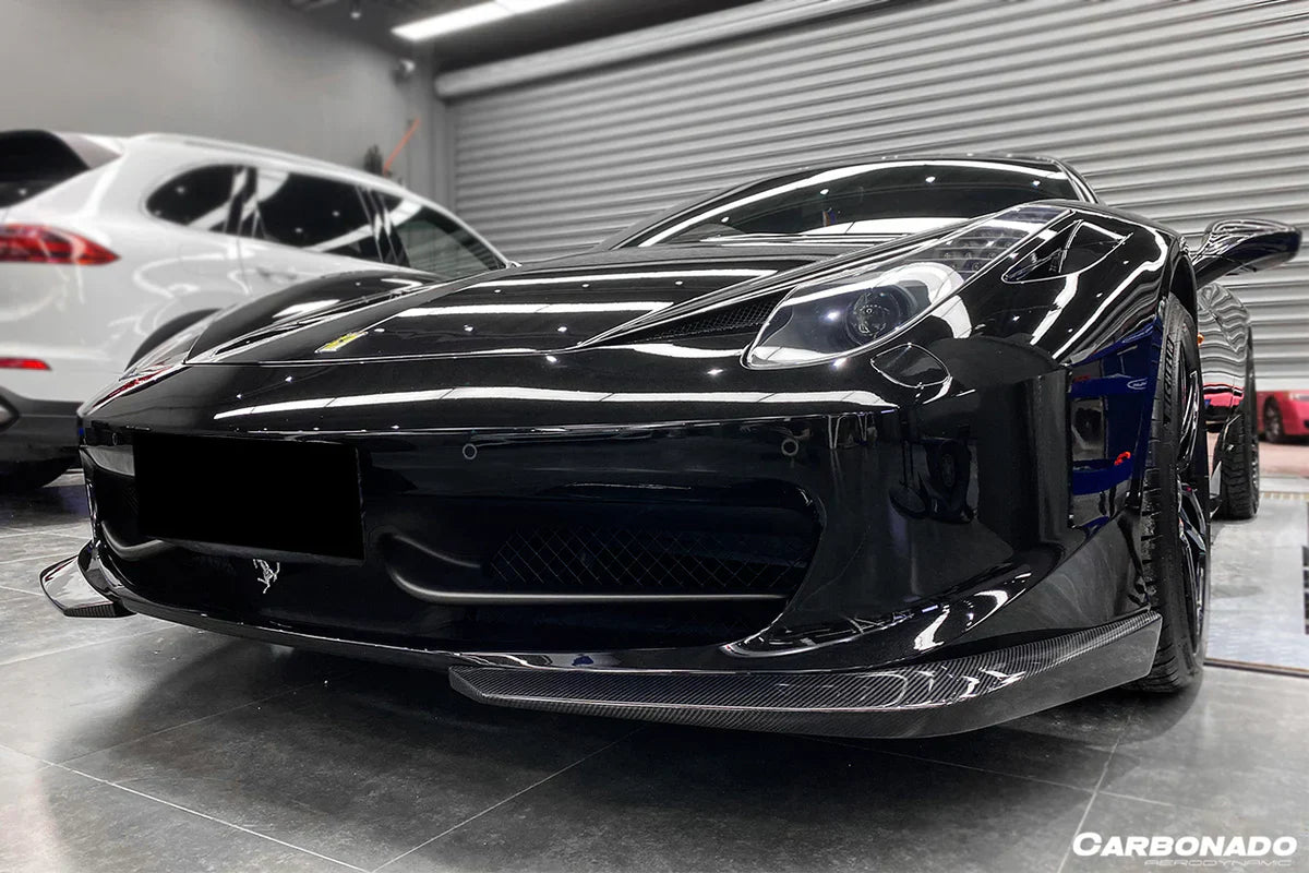 2010-2015 Ferrari 458 Coupe/Spyder AP Style Carbon Fiber Front Lip - [The Exotic Hub]