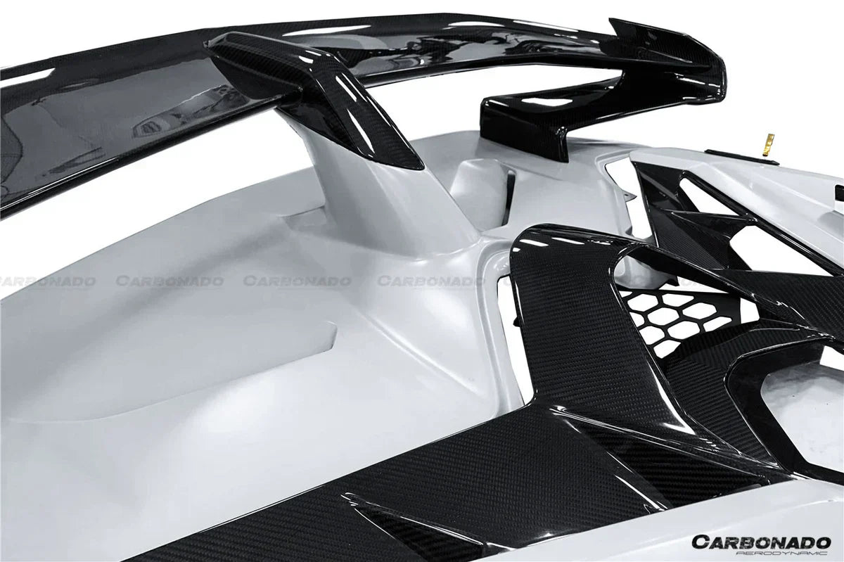 2011-2021 Lamborghini Aventador LP700 LP740 LP750 Coupe Roadster SVJ Style Part DRY Carbon Fiber Engine Hood And Wing - [The Exotic Hub]