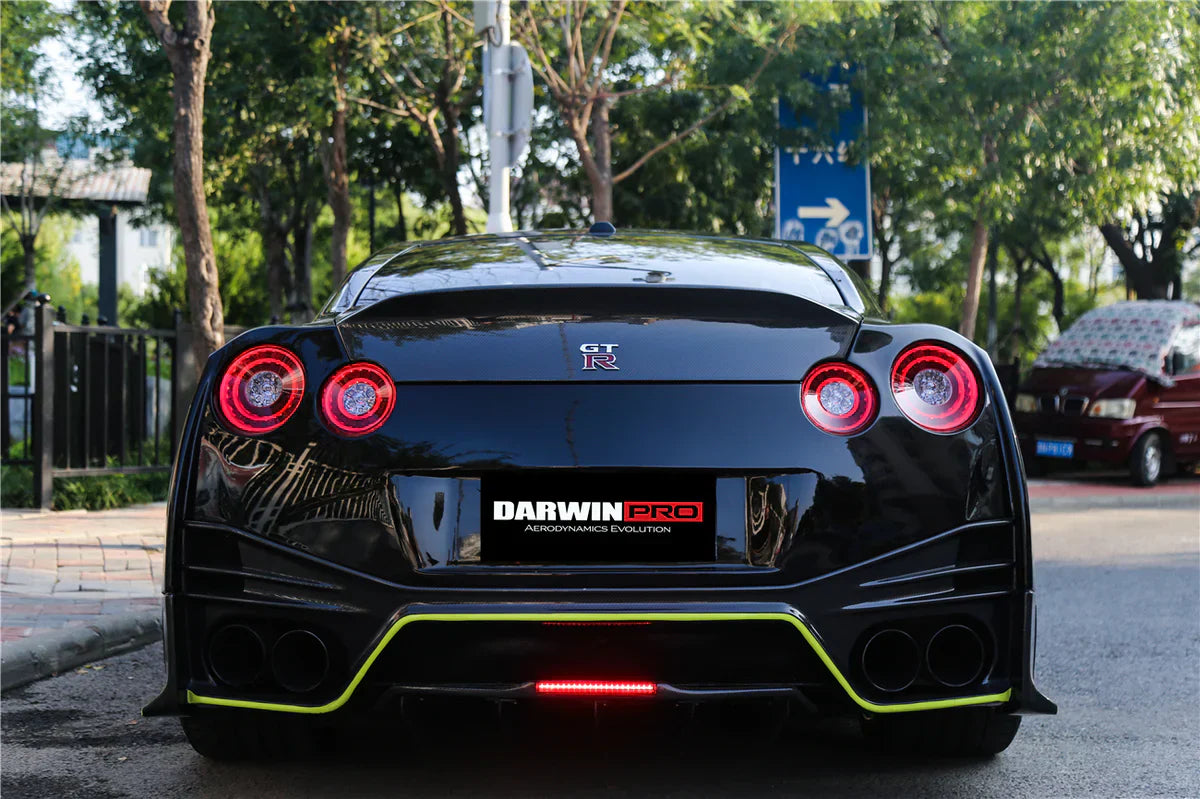 2012-2022 Nissan GTR R35 DBA/EBA NSM Style Carbon Fiber Rear Diffuser With LED Light - [The Exotic Hub]