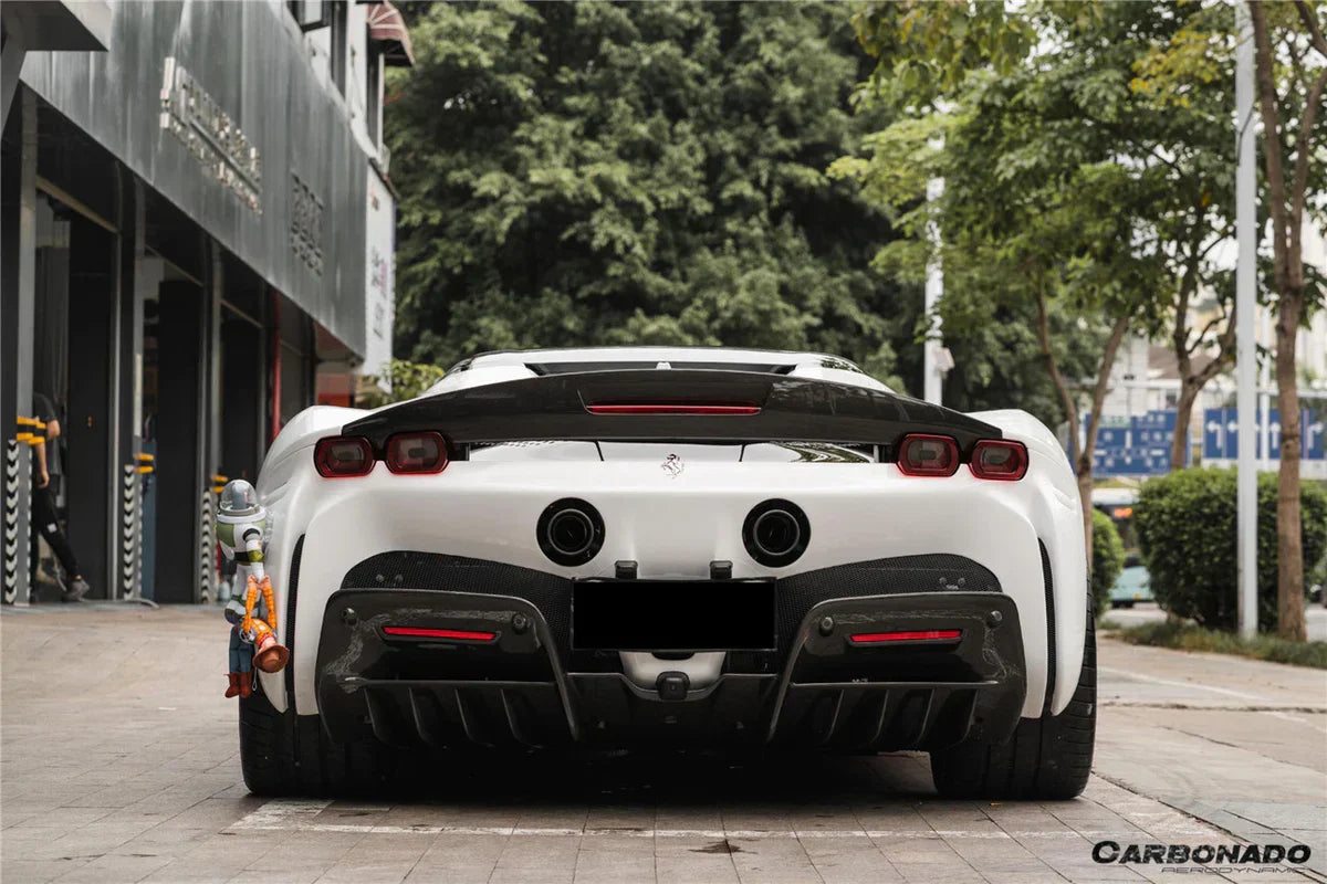 2020-UP Ferrari SSF90 Stradale OE Style Autoclave Carbon Fiber Rear Diffuser - [The Exotic Hub]