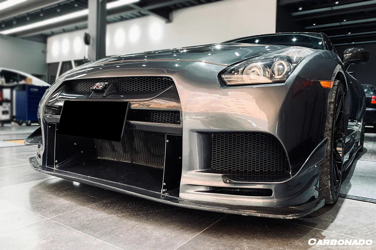 2008-2022 Nissan GTR R35 CBA/DBA TPR Style Partial Carbon Fiber Front Bumper - [The Exotic Hub]