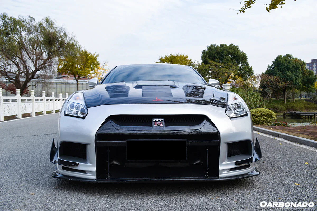 2008-2022 Nissan GTR R35 CBA/DBA TPR Style Partial Carbon Fiber Front Bumper - [The Exotic Hub]