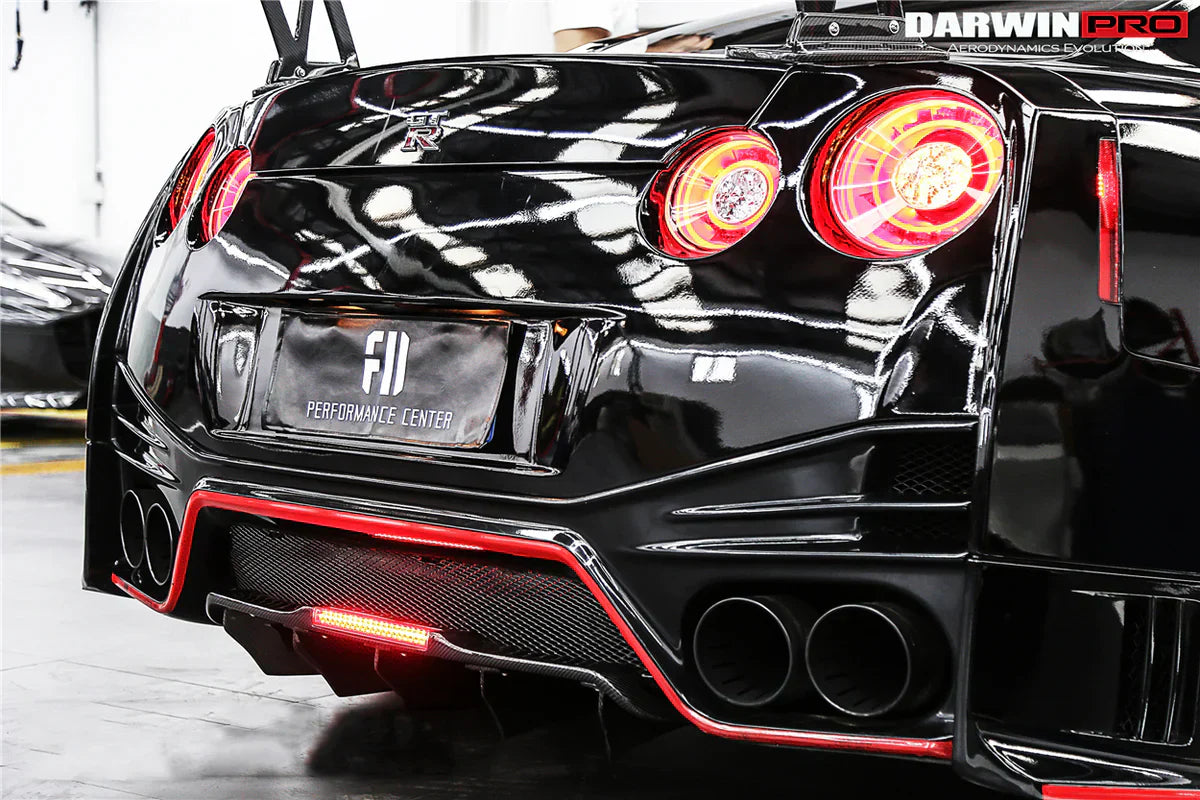 2012-2022 Nissan GTR R35 DBA/EBA NSM Style Carbon Fiber Rear Diffuser With LED Light - [The Exotic Hub]