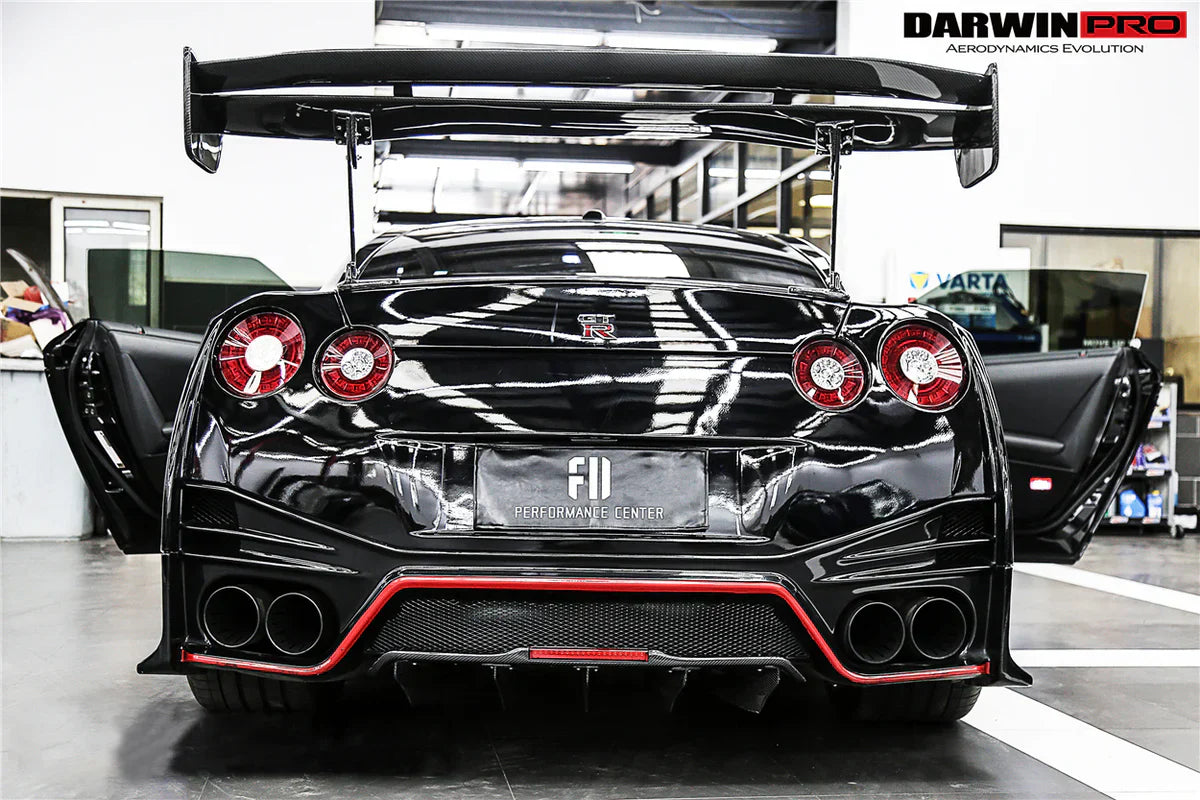 2012-2022 Nissan GTR R35 DBA/EBA NSM Style Carbon Fiber Rear Diffuser With LED Light - [The Exotic Hub]